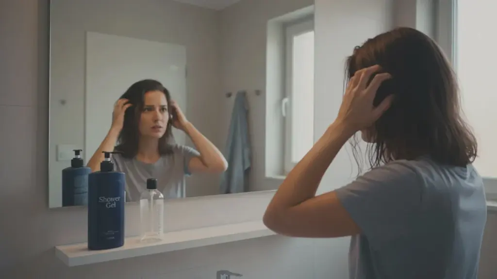 Wäschst du deine Haare mit Duschgel? Die Kopfhaut produziert dann mehr Talg
