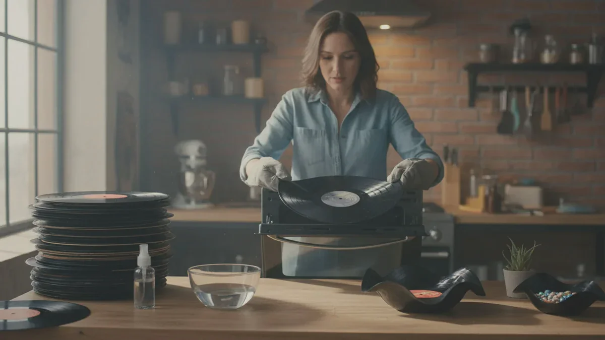 Alte zerkratzte Schallplatten? Verwandeln Sie sie in Designschalen in 5 Minuten